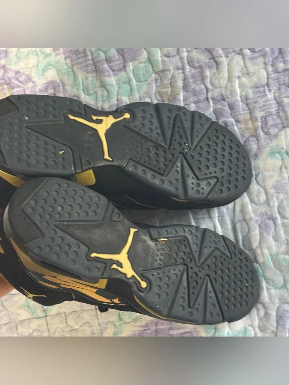 Jordan MVP basketball shoes in a black and metallic gold colorway Size 6 1/2